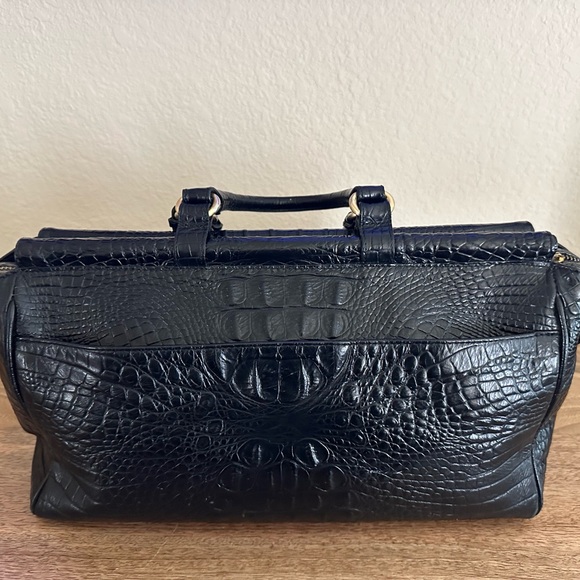 Brahim black Melbourne signature croc-embossed leather satchel. Genuine leather. - Picture 2 of 15